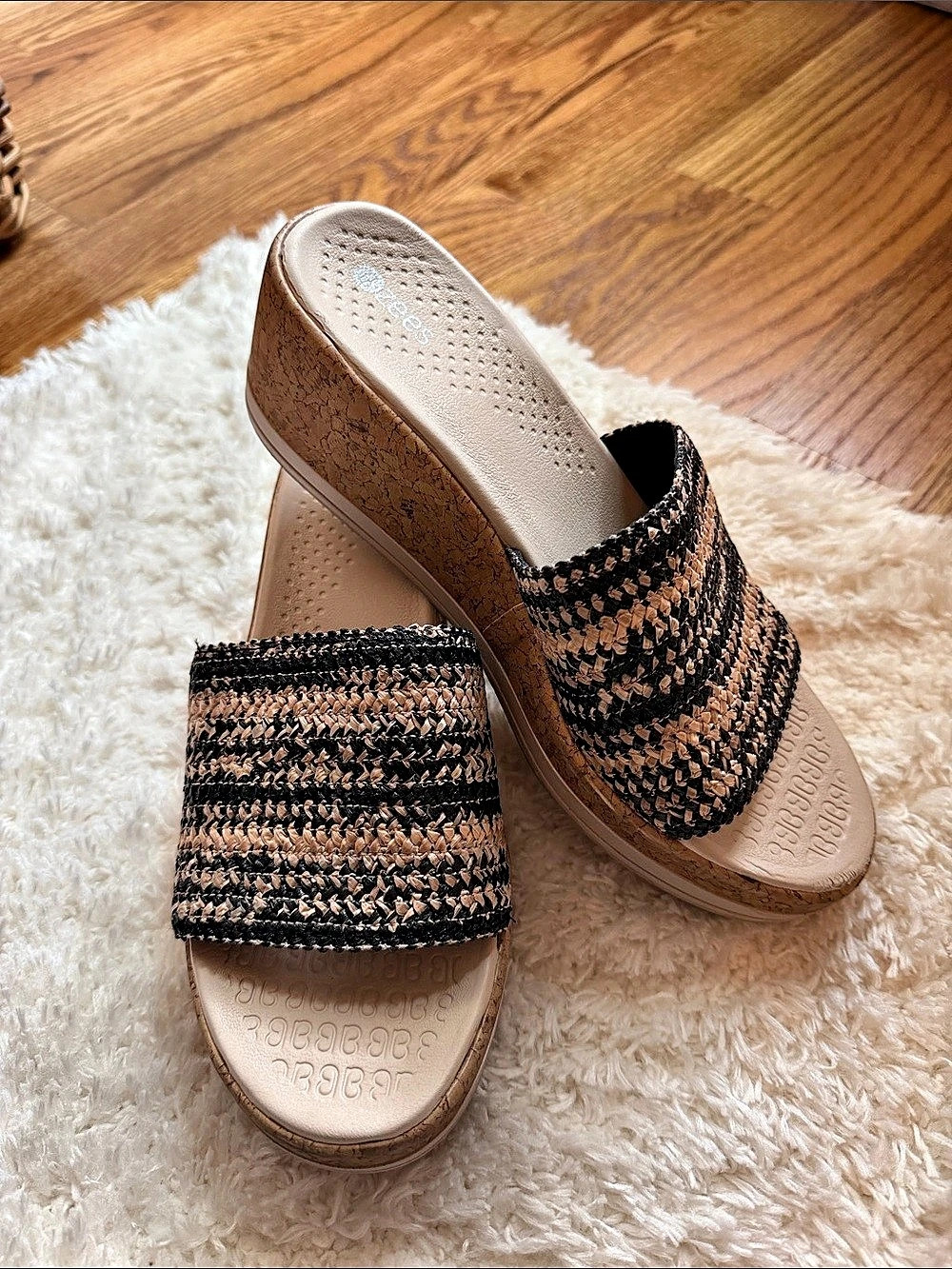 Bzees Resort Wedge Sandal Woven Platform Wedges Brown & Black